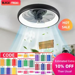 Modern Ceiling Fans Remote Chandelier Lamp Restaurant Bedroom Variable Frequency Invisible Fan Hanging Lights 6 Speeds Timming