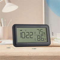ABUL-2X Thermometer Hygrometer Indoor With Alarm Clock, LCD Digital Thermometer, For Room, Living Room, Wine Cellar (Black)