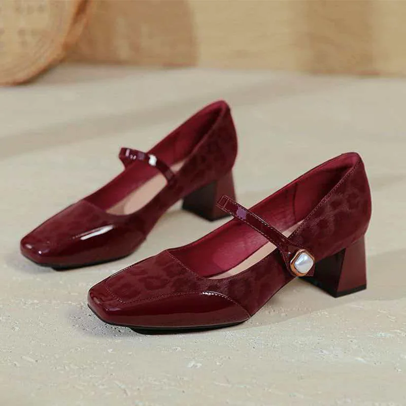 

Leopard Women Mary Jane Shoes Sexy High Heels Fashion Chunky Shoes for 2026 Spring New Dress Sandals Pumps Elegant Mujer Zapatos