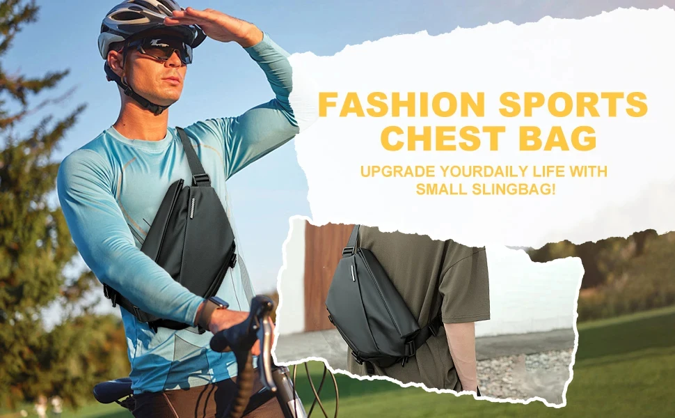 Herren Umhängetasche Wasserdichte Motorrad-Brusttasche Modische Lässige Crossbody-Schultertasche für Reisen Arbeit Telefon Zubehör Aufbewahrung – Detail 6
