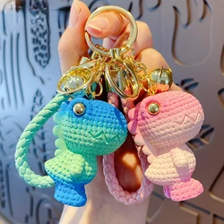 Cartoon Gradient Resin Wool Dinosaur Keychain Delicate Cute Couple Figure Car Key Chain Bag Pendant Key Ring Key Chain for Girl