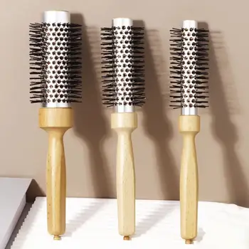 מברשת שיער ניילון לעיצוב שיער - מסרק גלילי למייבש שיער - מסרק צינורי אלומיניום וידית עץ 6 best sales מסרק מייבש שיער - №6