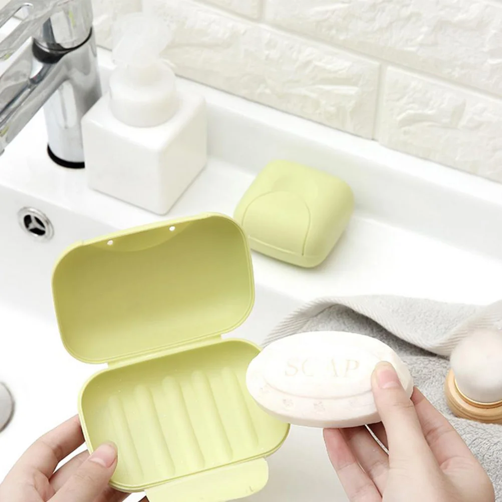 

3pcs Soap Box Waterproof and Leakproof Soap Box Cover Lock Soap Storage Box for Bathroom (Large Size Color)