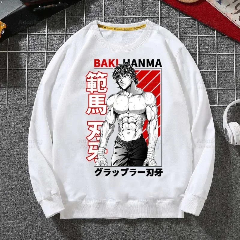 

Baki The Grappler Anime Sweatshirts Harajuku Streetwear Top Autumn Spring O Neck Baki Hanma Pullover Yujiro Hanma Hoody Mens