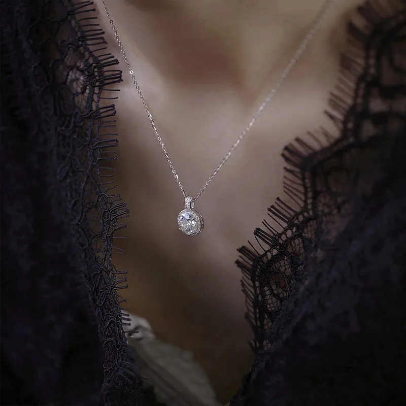 Collar de circón brillante de Plata de Ley 925, cadena de clavícula con temperamento a la moda para mujer, regalo de cumpleaños, joyería lujosa