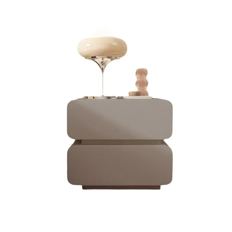 

Cream wind solid wood bedside table, Italian minimalist bedroom storage cabinet