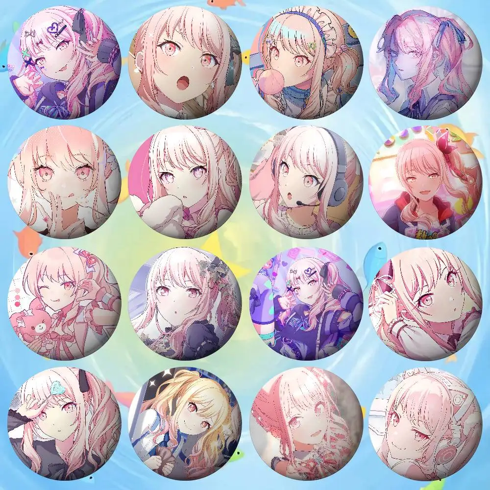 P-Project SEKAI juego de Anime Akiyama Mizuki insignias botón creativo citas divertidas insignia ropa mochila joyería regalo para chico amigo
