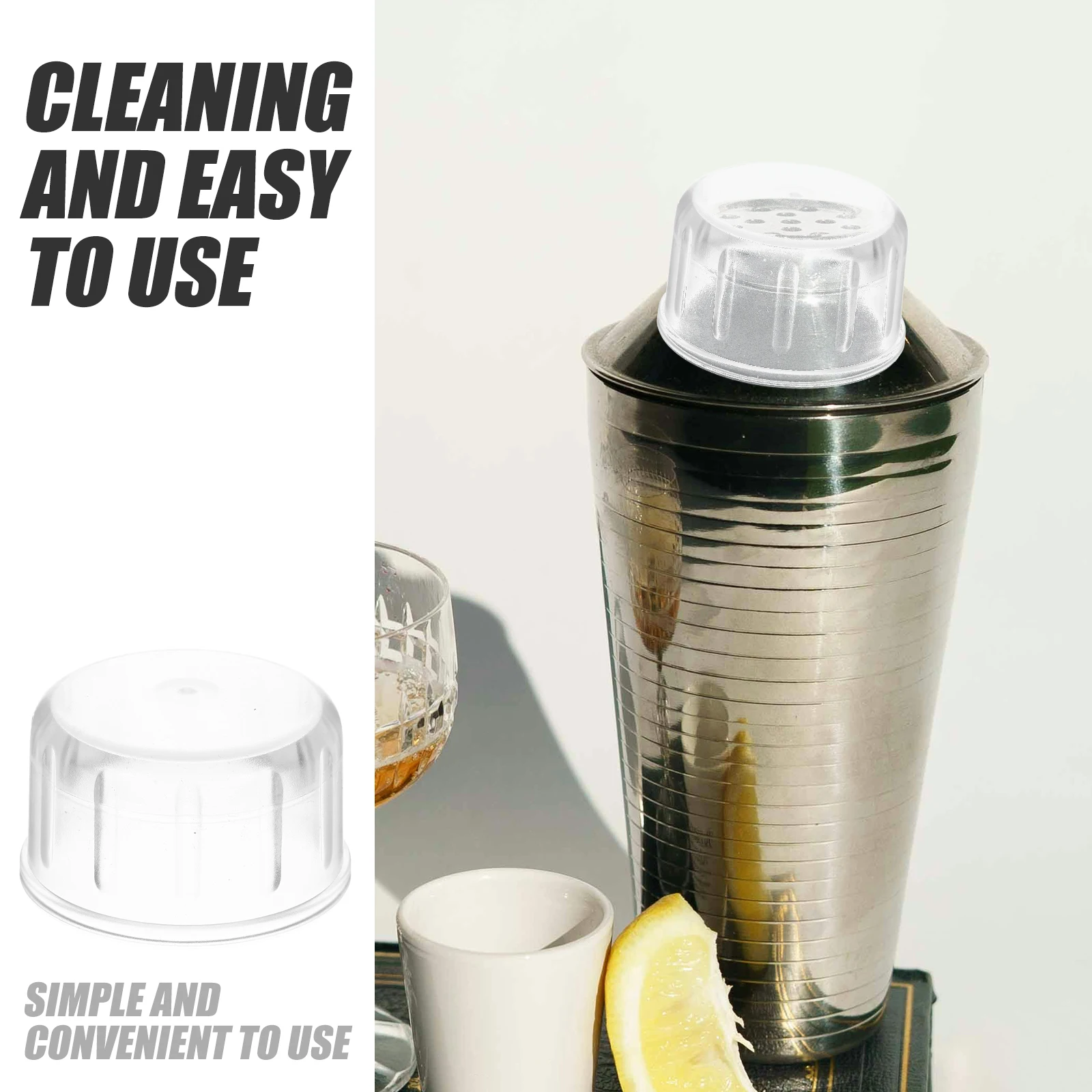 

6pcs Universal Shaker Cup Lids Reusable Anti-Splash Covers For Cocktail Wine Tumbler Pc Material Spill-Proof Clear Press Shaker