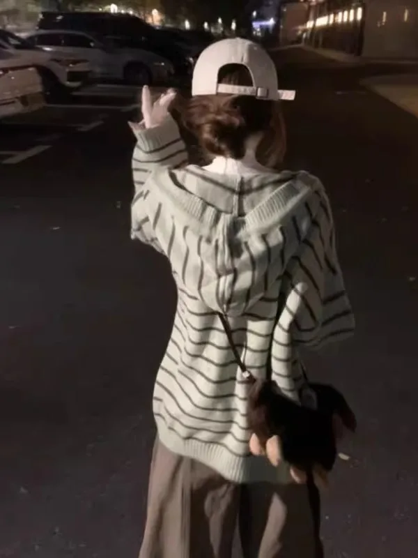 

Корейский свободный крой, полосатый трикотаж, красивый топ, женский модный зимний длинный свик, повседневная одежда для путешествий, поездок на работу, Busin