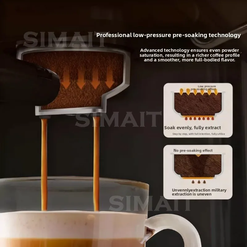 Fully Automatic Espresso Machine with Automatic Milk Frother, One-Touch Cappuccino & Latte, Built-in Grinder for Home Use