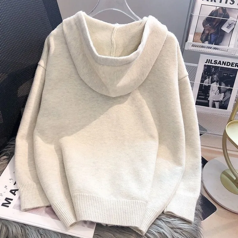 Ebaihui Damen pullover neue verdickte Kapuze Damen Strickwaren Herbst Winter Reiß verschluss Strickjacke Langarm Pullover Mantel