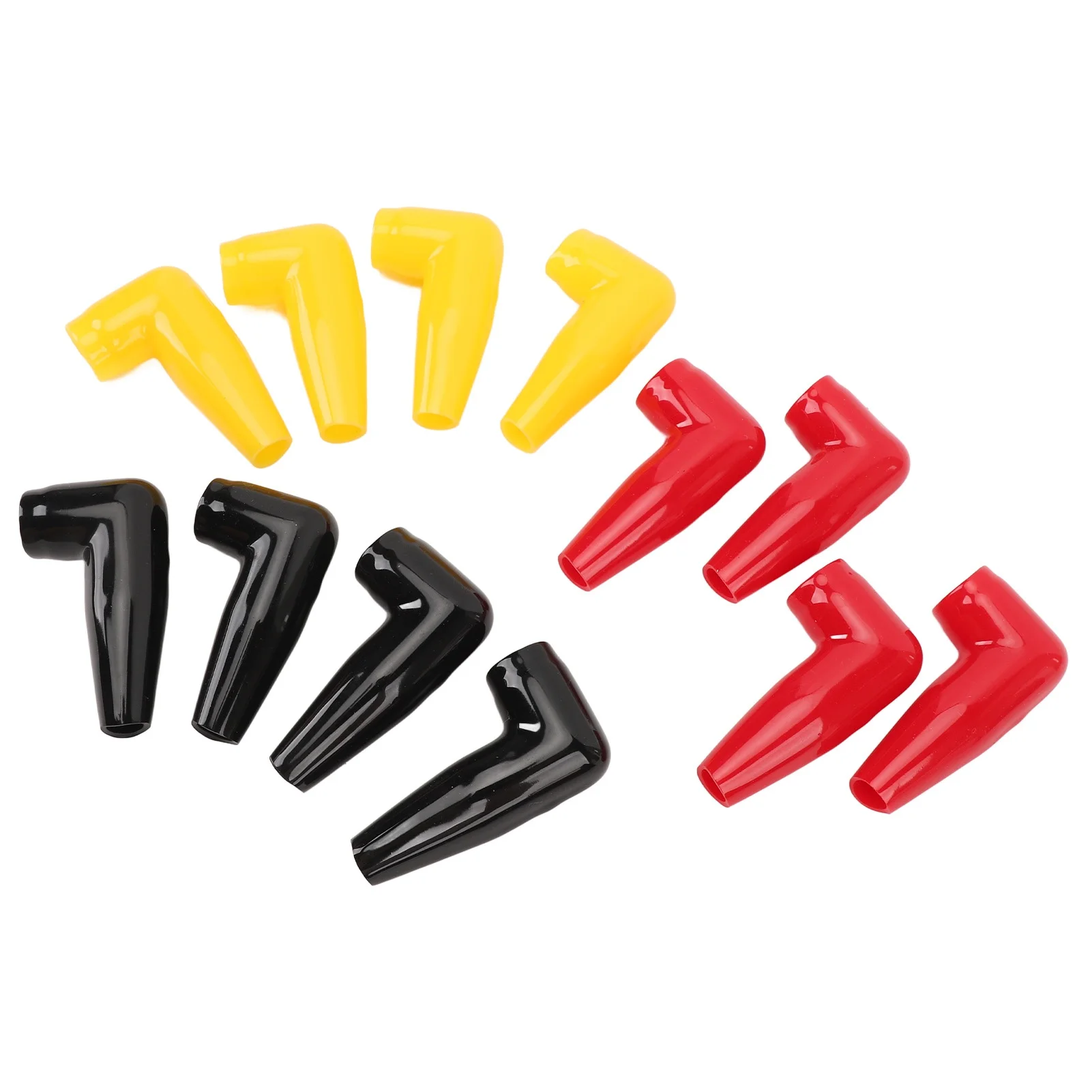 12PCS Battery Terminal Boots Insulating Covers 4 Red 4 Black 4 Yellow Protector Cable Lug Caps for Auto Marine Commercial