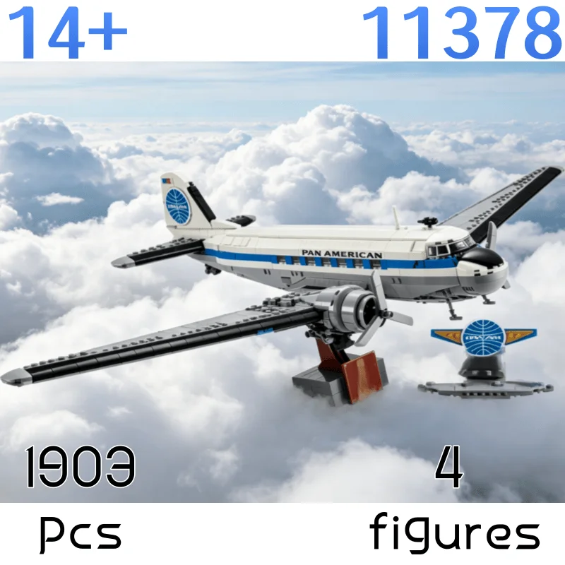 

2026 New Building Blocks 11378 Creative Airplane Douglas DC-3 PAN AMAirliner 1903Pcs Suitable for Gifts or Home Decor To Fans