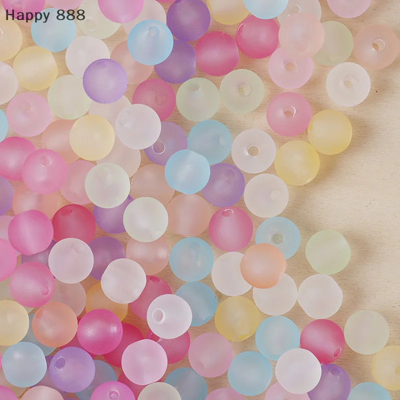 100 Pcs 6 Mm Mixed Color Frosted Round Ball Loose Spacer Beads For DIY Jewelry Making, Necklace And Bracelet Accessories