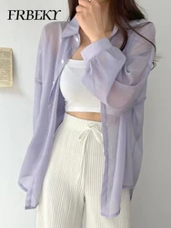 Summer New Basic Korean Temperament Long-sleeved Thin Section Shirt Solid Color Jacket Women Tops Fashion Shirts & Blouses