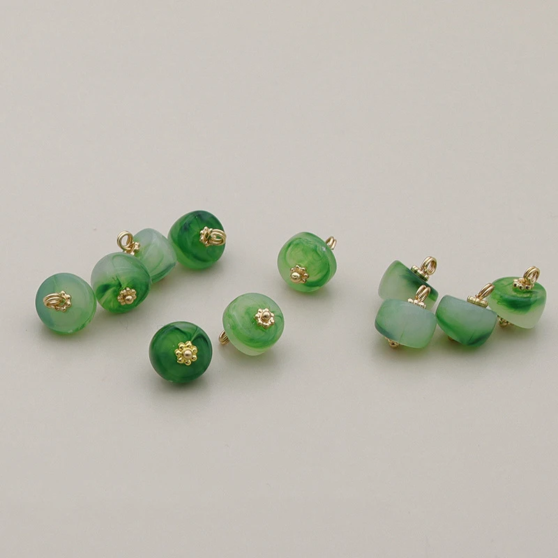 Imitation Jade Beads Button Retro Lotus Pumpkin Cheongsam Button For DIY Chinese Style Clothing Hanfu Shirt Sewing Accessories