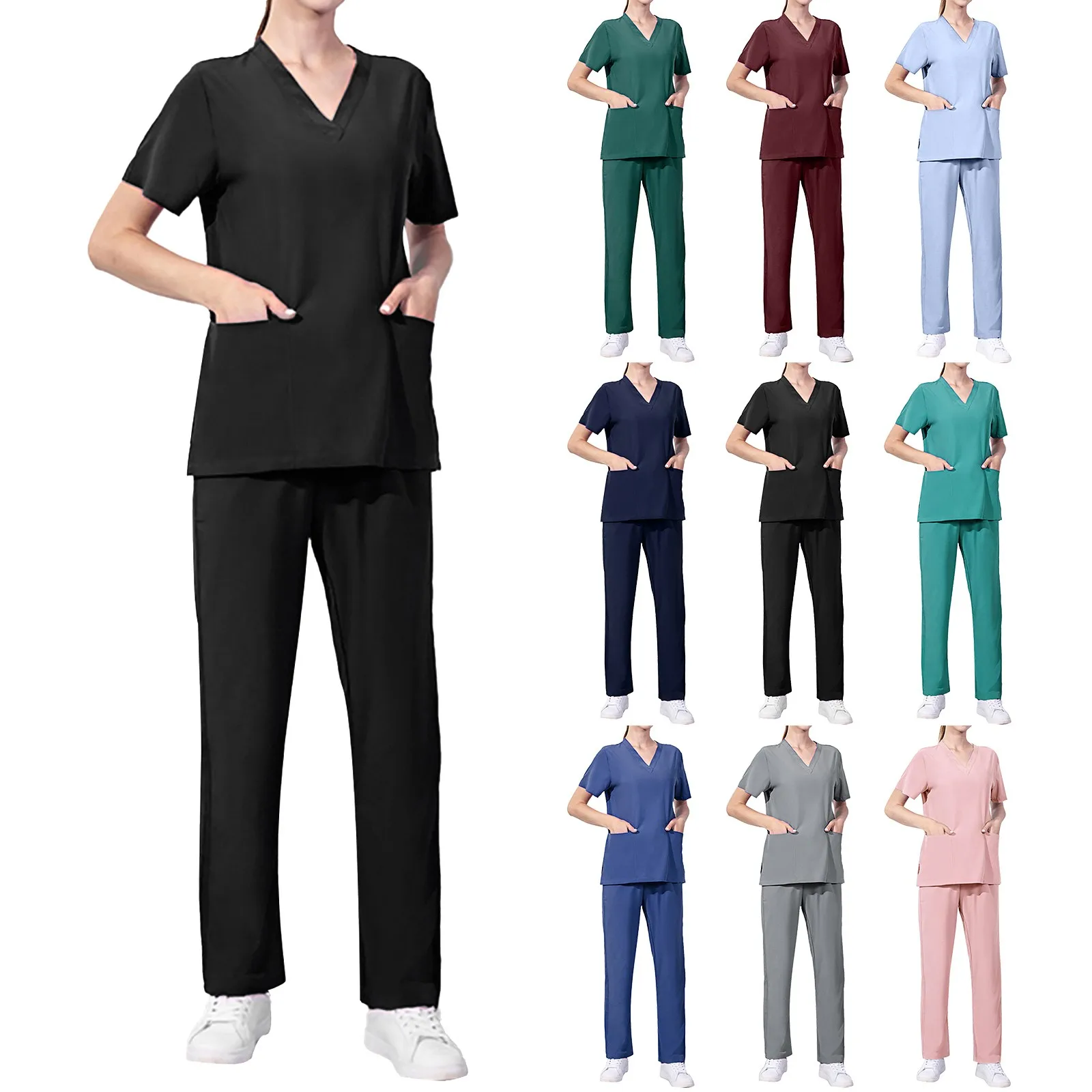 Le donne all'ingrosso indossano tute Scrub medico ospedaliero uniforme da lavoro medico chirurgico multicolore Unisex accessori per infermiere uniformi