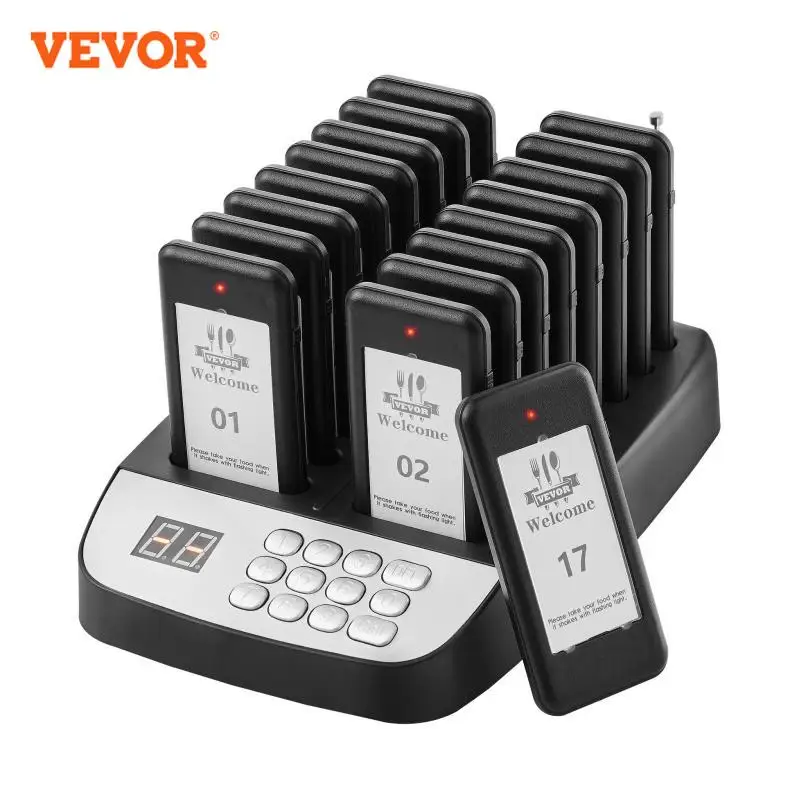 VEVOR 16pcs Restaurant Pager System Wireless 500m Long Range Lineup Waiting Queue Signal Guest Customer Calling Beepers