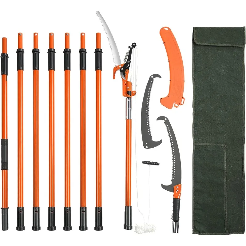 

VEVOR Manual Pole Saw, 7.3-27 ft Extendable Tree Pruner, Sharp Steel Blade and Scissors High Branches Trimming, Branch Trimmer w