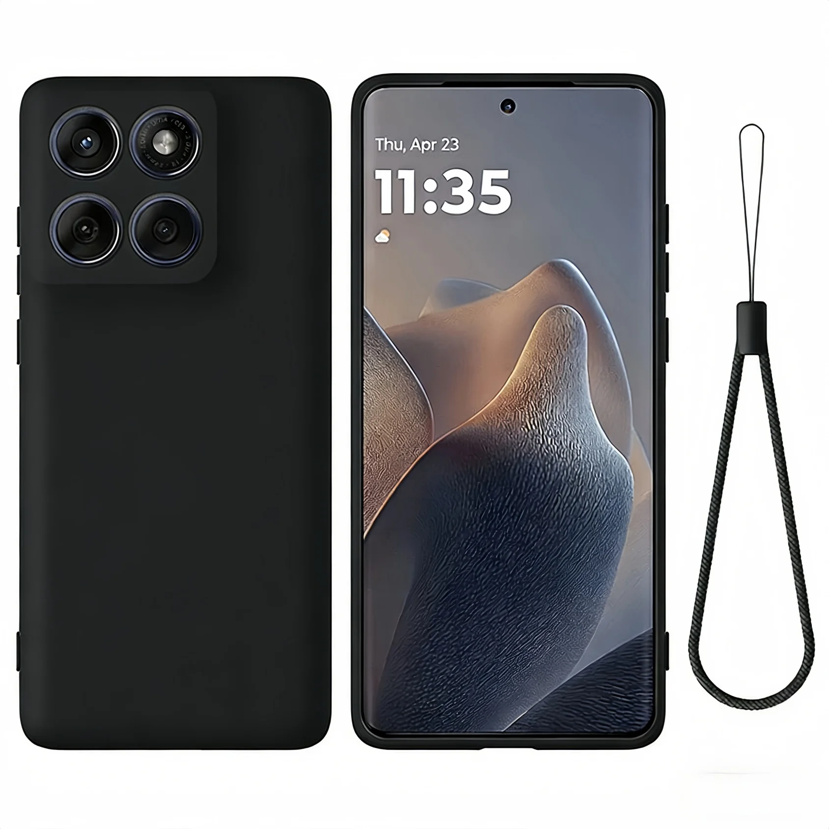 Mit Lanyard, modische, einfarbige, stoßfeste, schützende Flüssigsilikon-Handyhülle für Mote Edge 70 60 50 Fusion Pro Ultra.