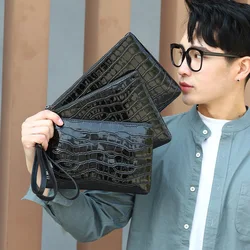 Men's Signature Clutch Bag For Summer Business Trips, Leisure Envelope Purse, Crocodile Pattern Bag Long Design Fashion Wallet