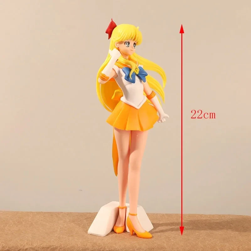 22cm Sailor Moon Anime Figurine Hino Rei Mizuno Ami Sailor Mars Mercury Decor Ornament Pvc Action Model Kid Charm Gift Hobby Toy view 5