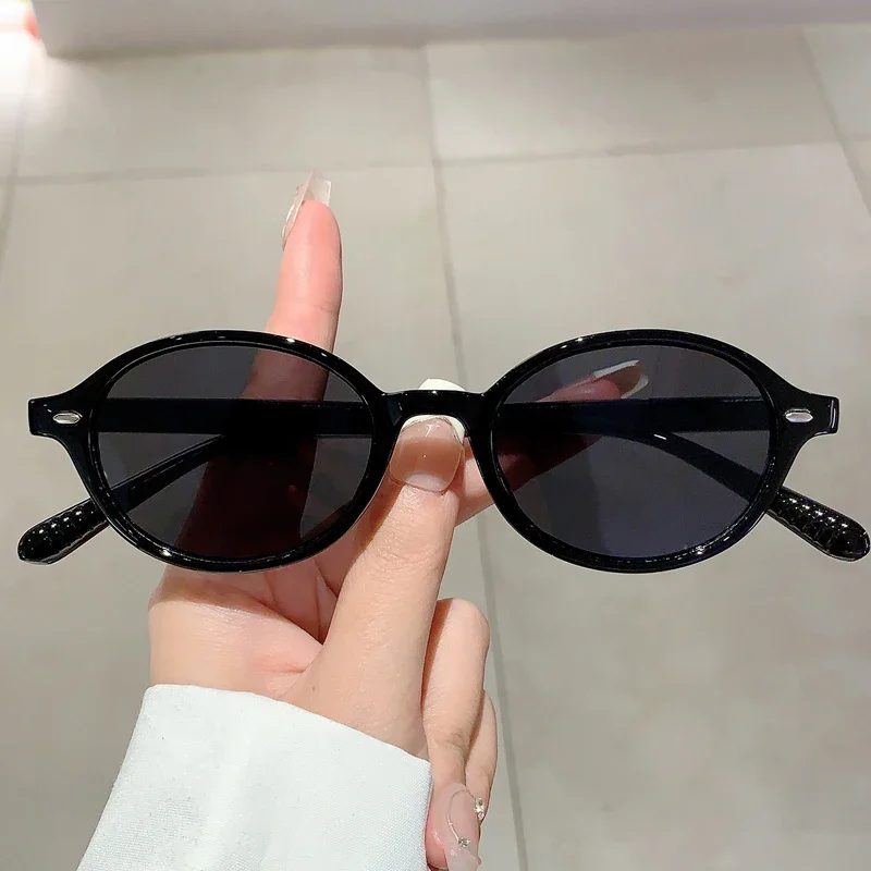 KAMMPT Y2k Vintage Oval Sunglasses Women 2024 New Fashion Candy Color Shades Trendy Retro Solid UV400 Protection Outdoor Eyewear