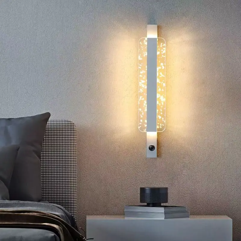 

Modern LED bedroom bedside lamp with adjustable brightness touch screen eye protection wall lampindoor background walldecoration