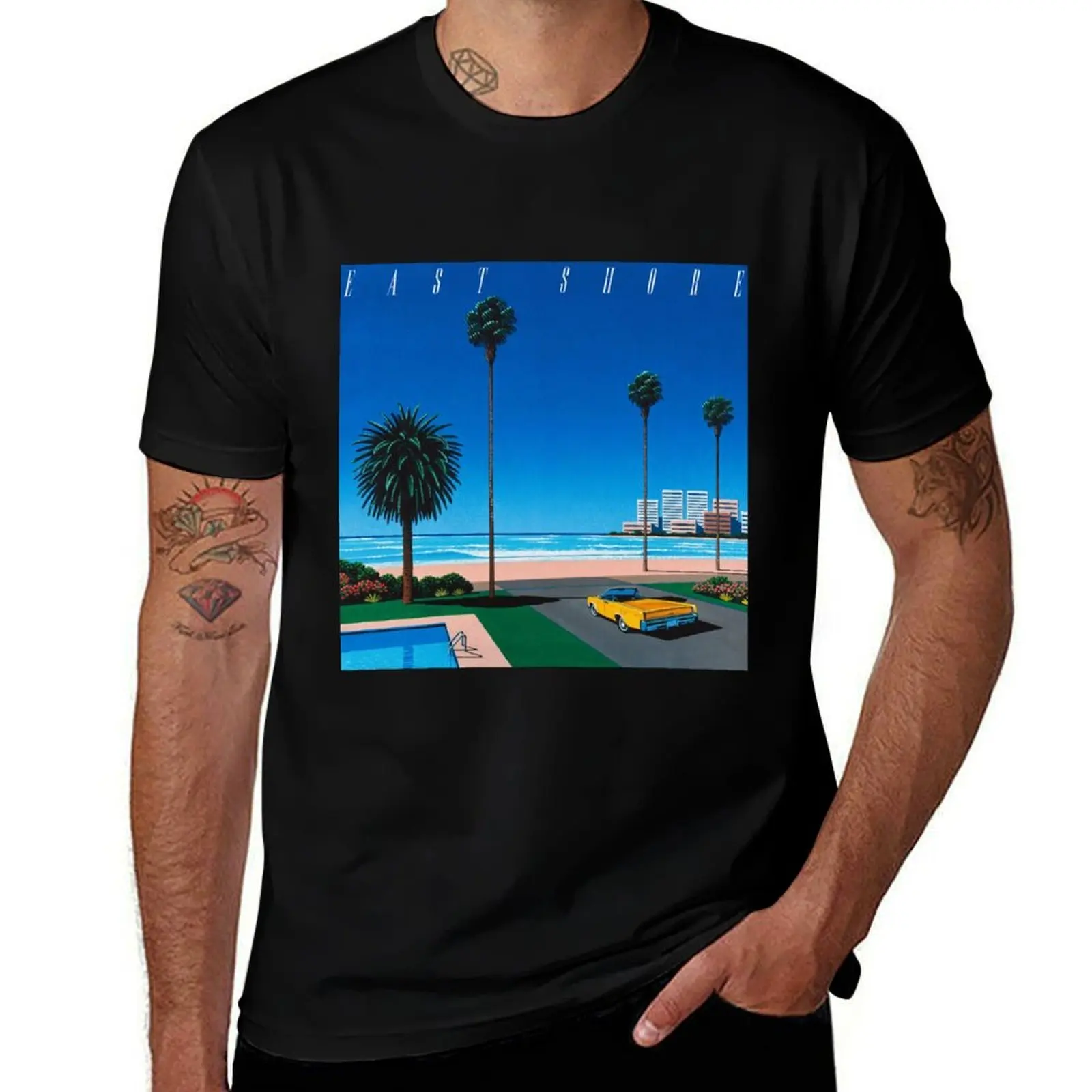 

Hiroshi Nagai Art Print Poster East Shore Vaporwave Aesthetic Wallpaper T-Shirt anime t shirts anime Men's t-shirt