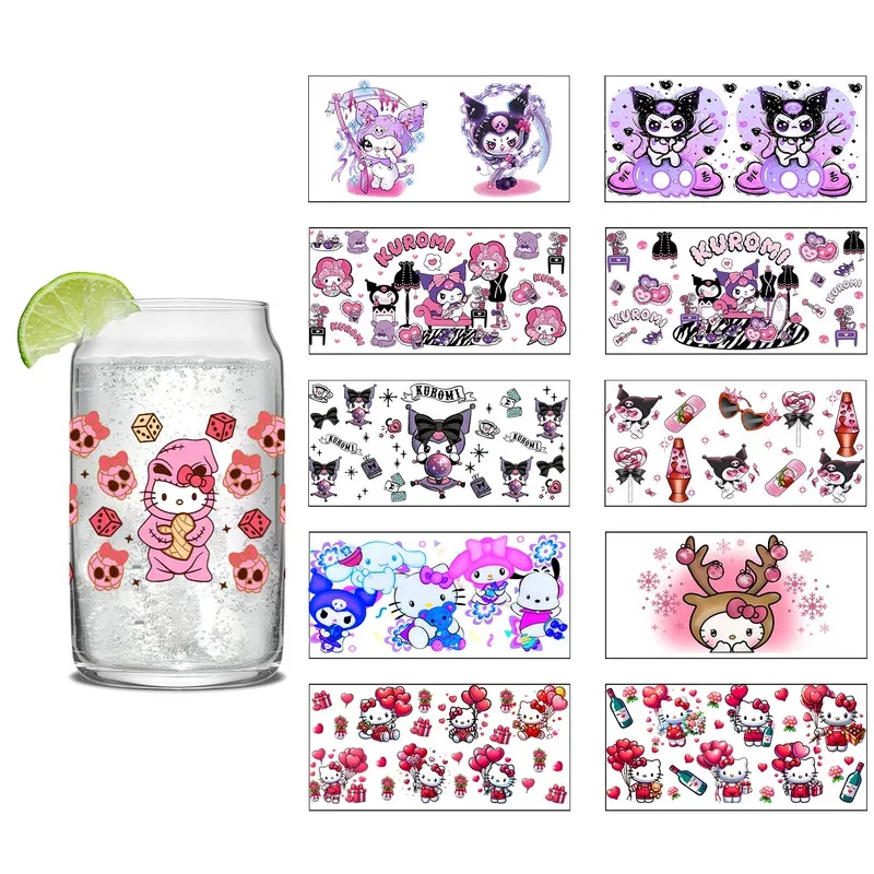 

Cute Vibe Cartoon Series easy peel waterproof DIY Decals 3D transfers uvdtf stickers 16oz uv dtf cup wraps for Libbey Glasses