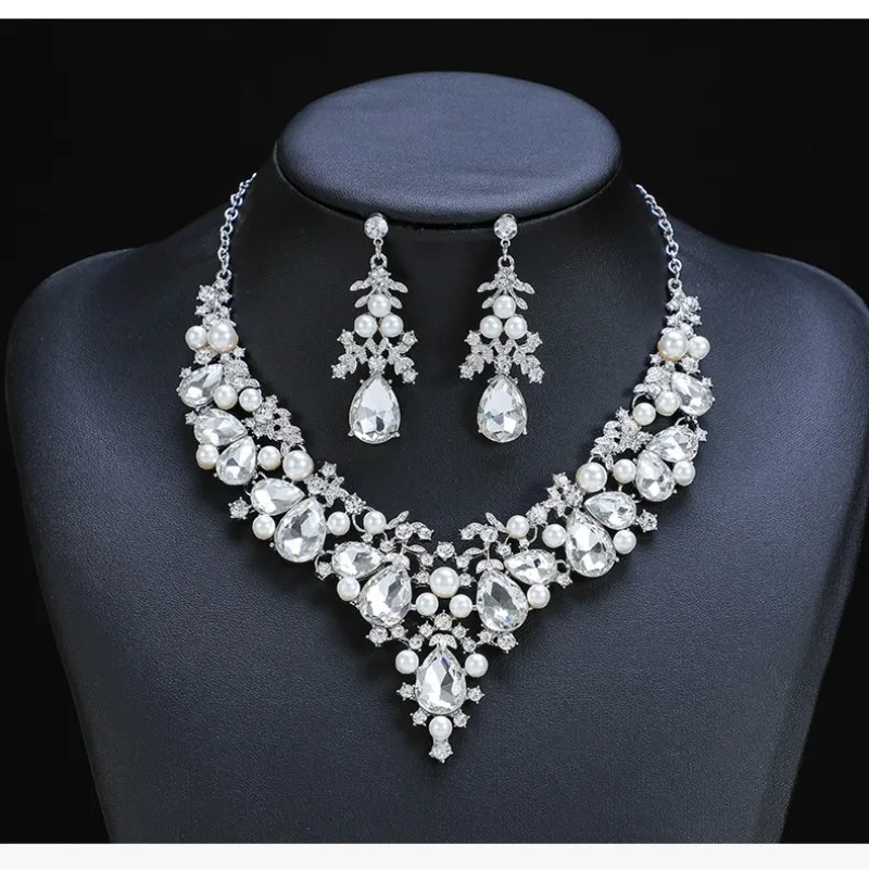 Conjunto de colar personalizado feminino, duas peças, liga, elegante e grande, vestido de casamento, vestido de noite, acessórios de dança do ventre, joias