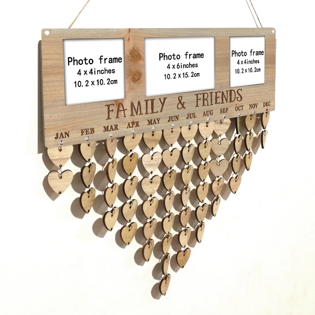 

Hanging Wooden Photo Frame Message Board Couple Gift Family Birthday Calendar Reminder