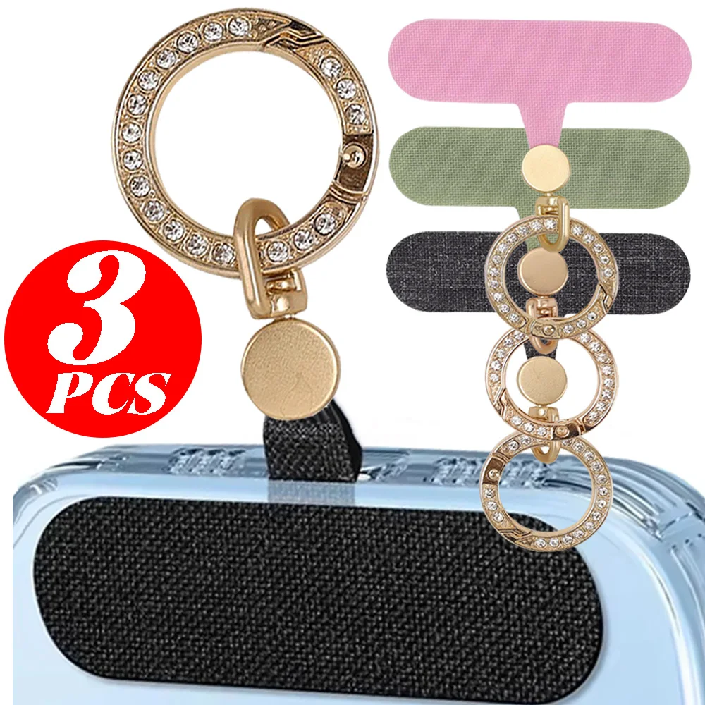 3-1Pcs Universal Phone Strap for IPhone Samsung Phone Ring Holder Alloy Clip on Protable Lanyard Attachment for Travel Shopping