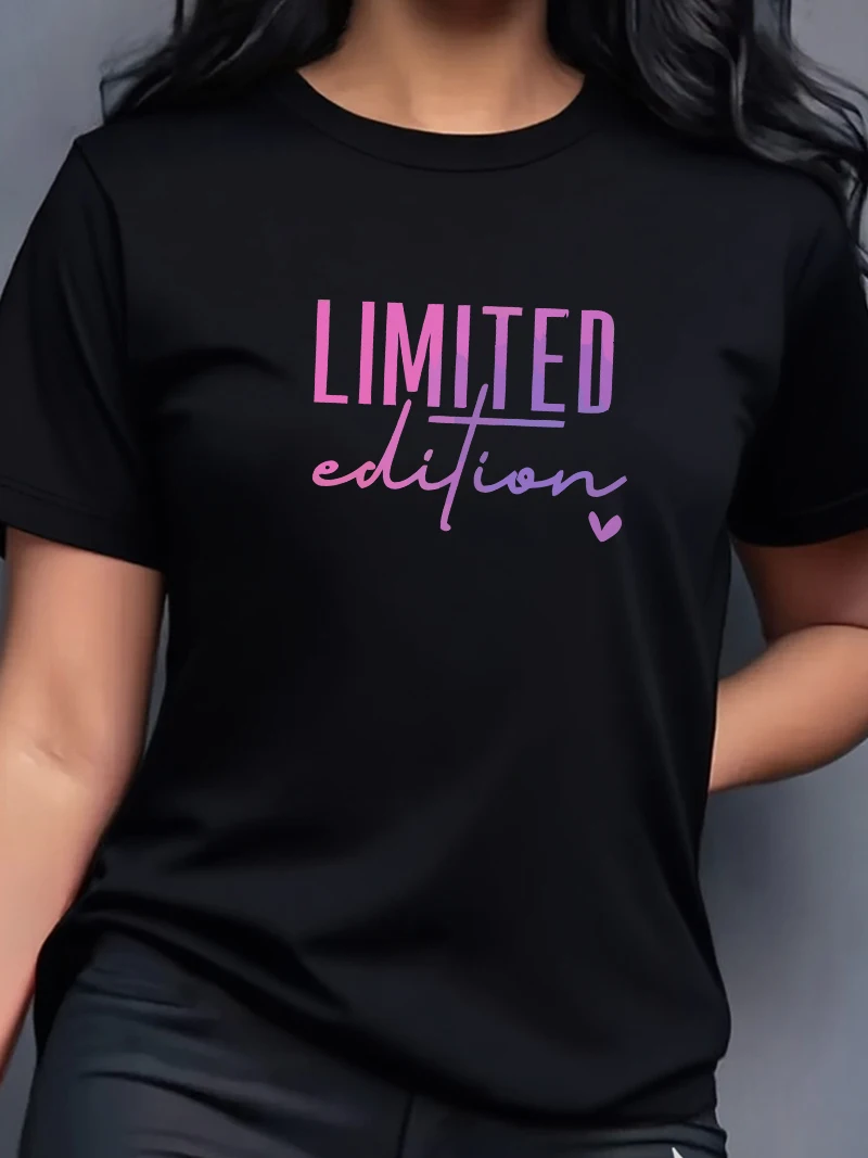 

Женские футболки с круглым вырезом и красочным буквенным принтом, 100% хлопок — удобные, повседневные, модные