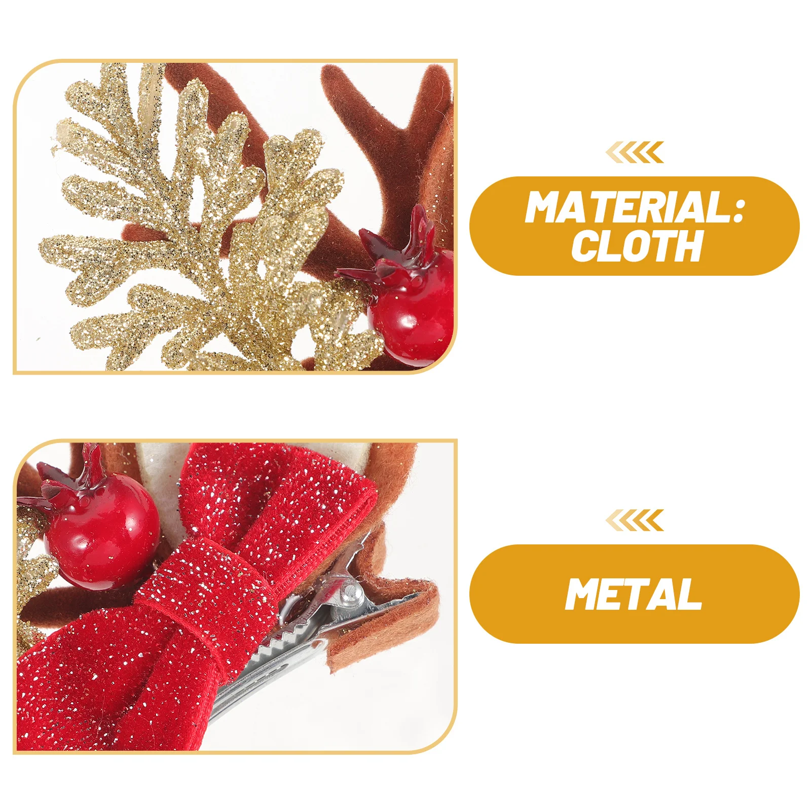 

4 Pairs Reindeer Antlers Headbands Cute Hair Clips Festive Accessories Christmas Barrettes