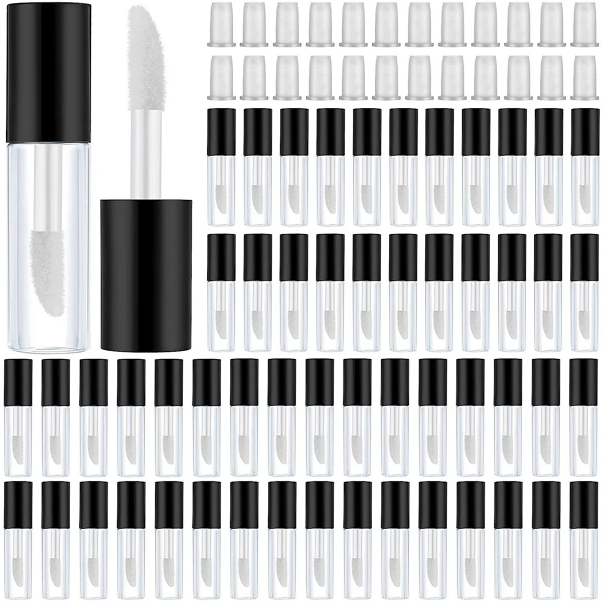 ミニ空の透明リップグロスチューブ、詰め替え可能なリップクリームボトル、DIYメイクコンテナ、1.2ml、100個