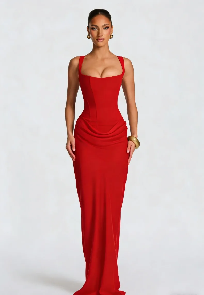 Fischgräten-Träger-Jumpsuit, einfarbig, figurbetontes Kleid, schlankmachend und elegant, Abendkleid mit stilvollem Flair – Detail 3