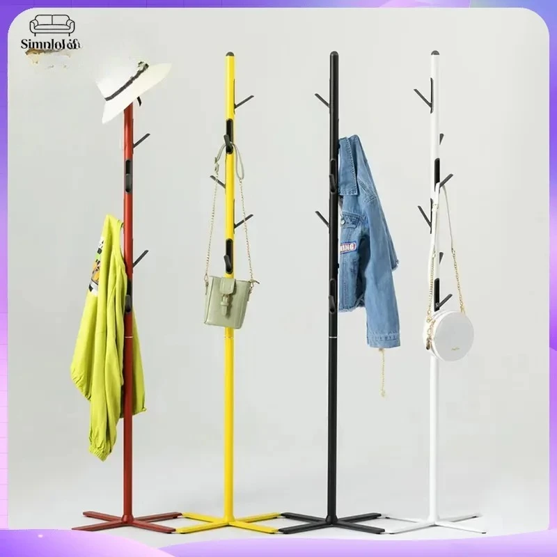 Modern Steel Floor Coat Rack with Retractable Folding Hooks Space Saving Hat Stand Heavy Duty Clothes Hanger for Home Office