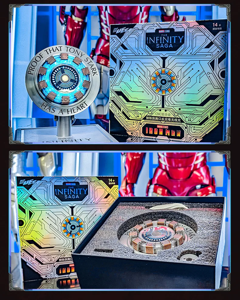 Iron Man Arc Reactor Wireless Charger Tony Stark Heart Reactor Lamp 15W Fast Wireless Charging Stand LED Light Collectible Gift