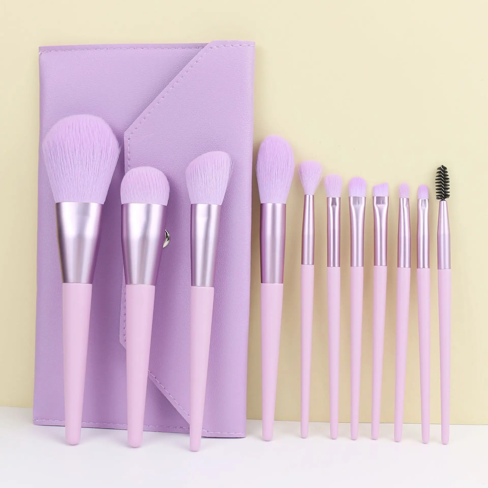 Venda quente portátil vegan compõem conjunto de escova pó fundação olhos escovas kit de pincéis de maquiagem com saco