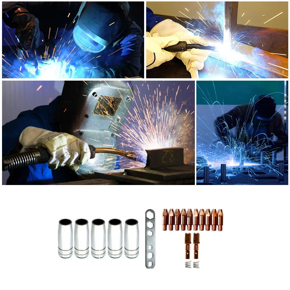 Welding Nozzles 1.0mm Contact Tips Holders Welding Nozzle Insulating Sleeve Mig Welder Consumable for MB-25AK MIG MAG Torch 20PC