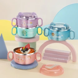 304 Stainless Steel Children's Bowl Portable Lunch Box Microwave Bento Boxes with Handle for Kids School Food Storage Container