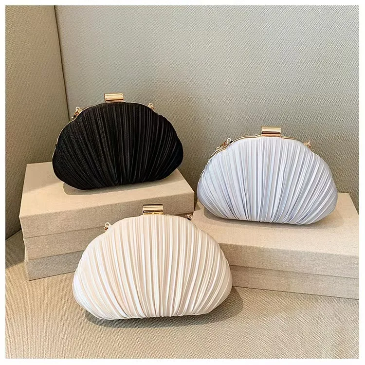 الذهب مشرق الحرير مساء حقائب النساء أنيقة مأدبة مخلب سلسلة حقائب كتف محفظة فاخرة الإناث موضة حقيبة حفلات الزفاف Ins #6