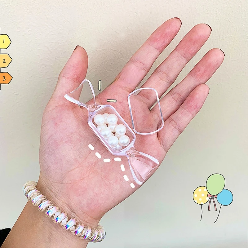 Teen Cute Girls Candy Shape PortableTransparent MakeUp Storage Box Mini Earrings Jewelry Bag Travel Storage Container Organizer