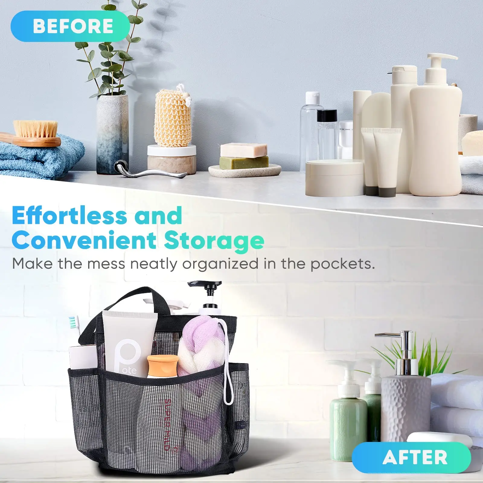 Transparente Netz-Kosmetiktasche, Wasserdichter Reise-Organizer, Tragbare Dusch- und Kosmetiktasche, Strand-, Fitness- und Badezimmer-Zubehör-Aufbewahrungstasche – Detail 7