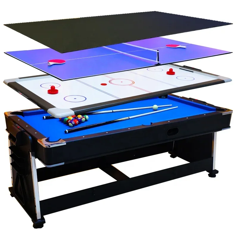 Four in one indoor billiards table, multifunctional games, family entertainment, ice hockey, tennis, catering