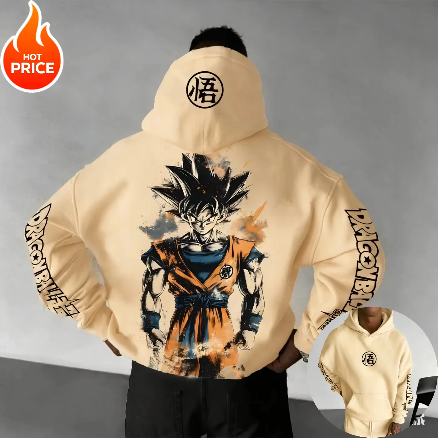 

Dragon Ball 2026, новинка, хит Saiyan Son Goku, Harajuku, осенняя уличная одежда, мужская толстовка с капюшоном, винтажная зимняя женская толстовка большого размера с капюшоном