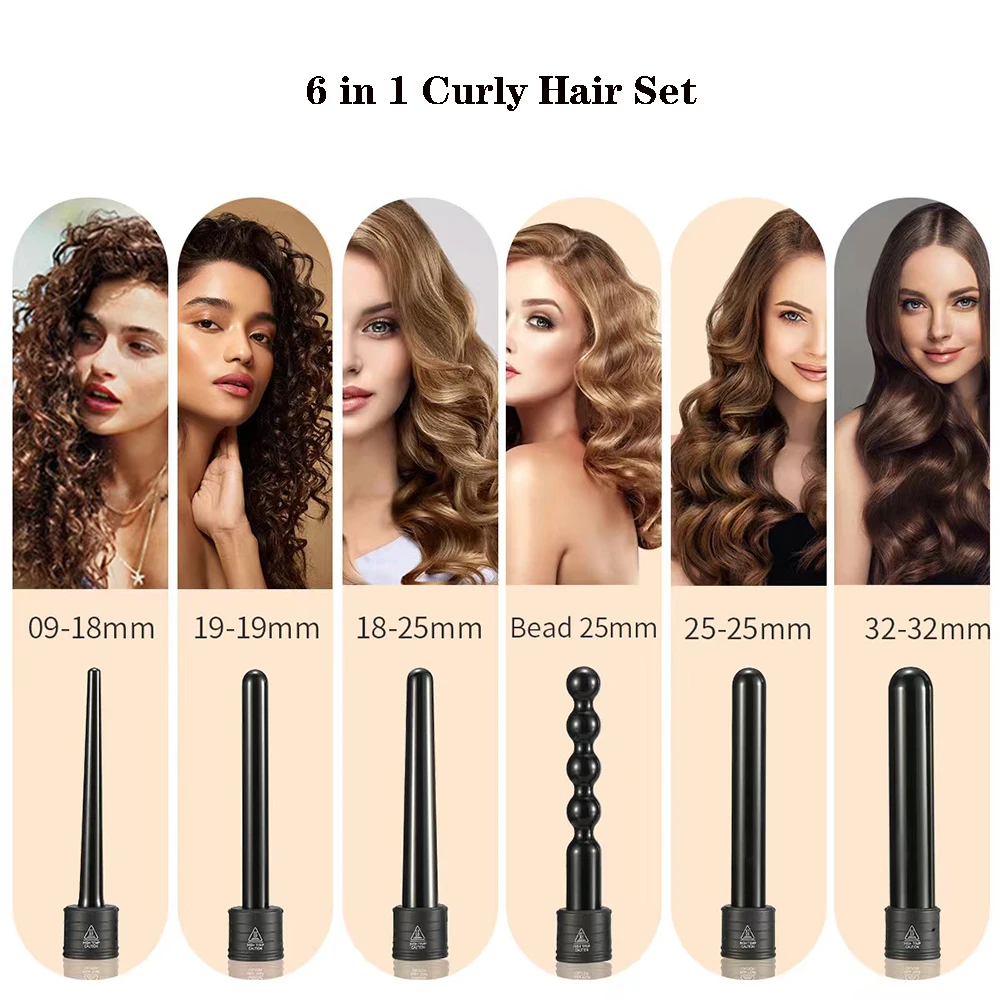 Electric Hair Curler 6 In 1 Curling Wand Hair Curling Iron Multifunctional  Ceramic Barrels Curler Hair Styling Tool