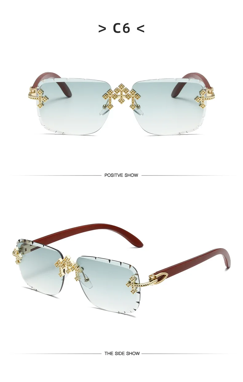 Steampunk Randlose Quadratische Sonnenbrille Männer 2026 Luxus Marke Vintage Schneiden Objektiv Sonnenbrille Für Männliche Trendy Rahmenlose Shades UV400 – Detail 13
