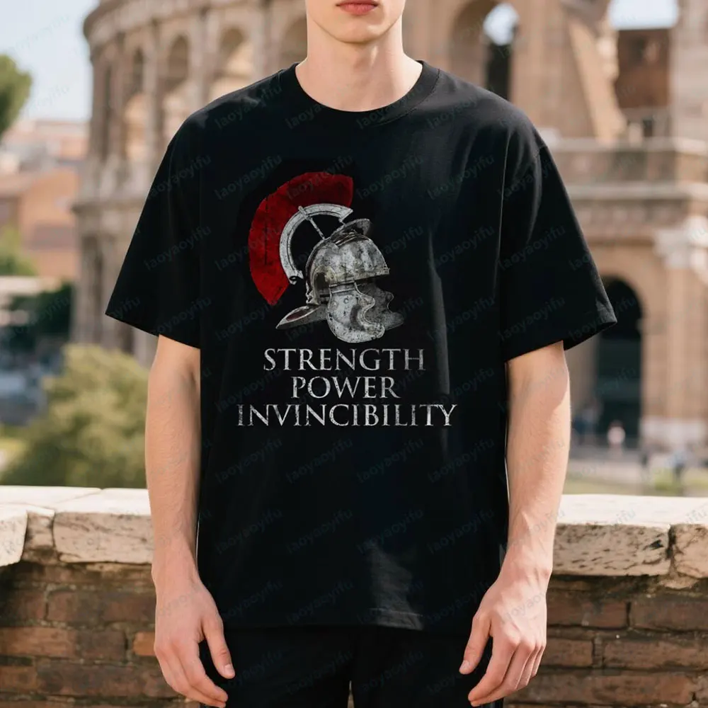 

Футболка STRENGTH POWER INVINCIBILITY Roman Legion Credo, рубашка Rome Empire Julius Caesar, рубашка императора, крутая мужская винтажная уличная одежда